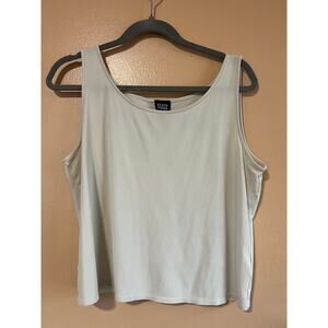 Eileen Fisher XL 100% Silk Tank Top Beige Sleeveless Shell Minimalist
